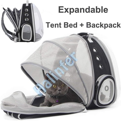Back Expandable Cat Backpack Carrier, Space Capsule Bubble Window for Cats & Small Puppies, Up to 12 lbs
