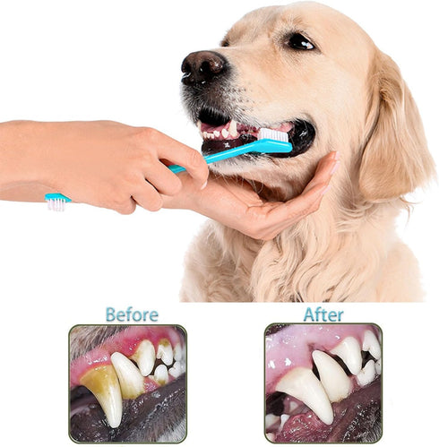 URMYONLY 360 Dog Toothbrush, Degree Finger Toothbrushes, Triple Head Toothbrushes, Double Head Toothbrush,Cleaning