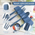 Large Reusable Travel Utensils Set with Case, Plastic Silverware for Adults, Portable Cutlery Set for Daily Use (Dark