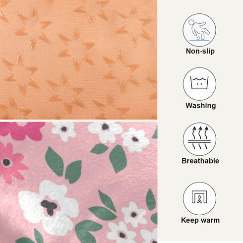 Pink Floral Pet Bed Pad, Soft Dog Bed Mat with Anti-Slip Bottom, Machine Washable Crate Pad for Dog Sleeping