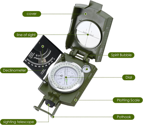 High Precision Waterproof Outdoor Sighting Compass for Survival