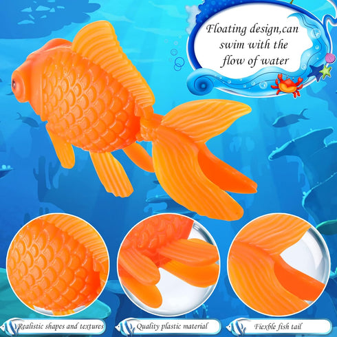 60 Pcs Fake Goldfish Plastic Fish, Realistic Orange Goldfish for Aquarium Tank Pond Decorations