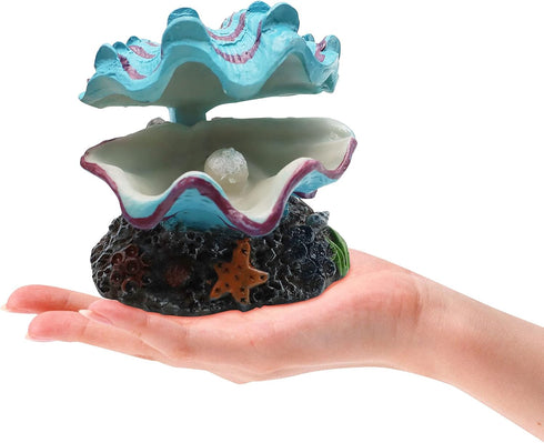 Abnaok Aquarium Shell Decoration - Tropical Clam Live-Action Ornament for Fish Tank Aerating and Oxygenated Decoration