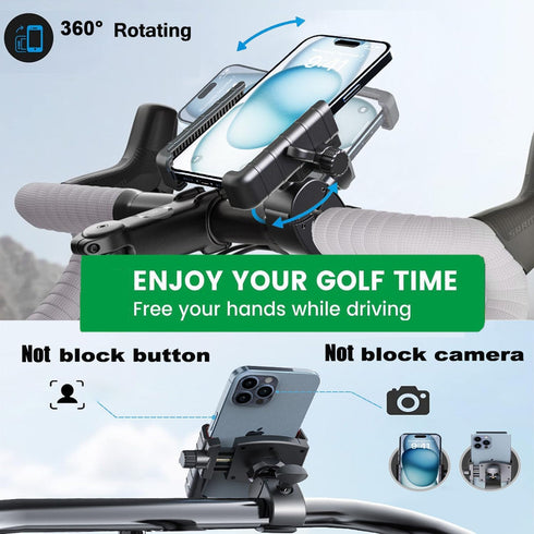 Universal Golf Cart Phone Mount Holder for Big Phones & Thick Cases, Compatible with iPhone/Galaxy/Google Pixel