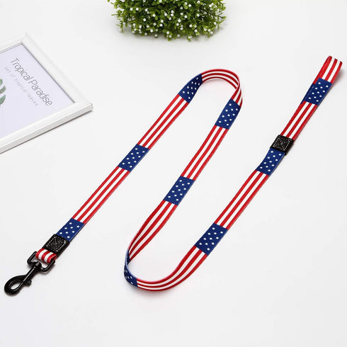American Flag Dog Leash, Premium Nylon, Durable & Comfortable, Anti-Tangle Design for Small to Medium Dogs