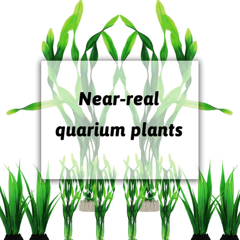 16pcs Artificial Aquarium Plants, Green Fish Tank Decor, Artificial Decorations for Fish Tanks
