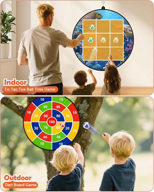 26" 20 4 5 6 7 8 9 10 11 12 Kids Dart Board Large with Sticky Balls, Foldable Double-Sided Indoor Outdoor Sport Party