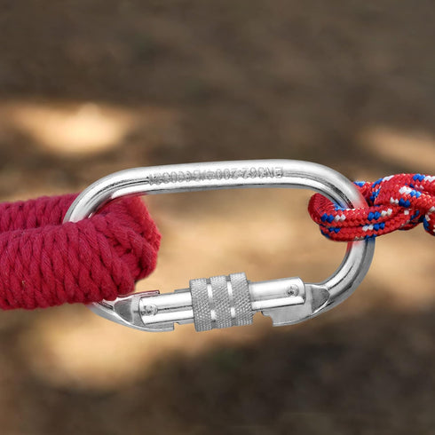 Oval Indoor Outdoor Climbing Carabiner, Screw Locking Heavy Duty Safety Clips, 25 KN (5600 LBS) for Hiking, Camping