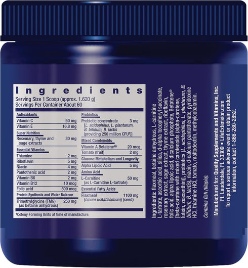 Life Extension Dog Mix - Daily Nutrition Care Supplement Powder for Your Canine Pet - Advanced Formula with Vitamins, Probiotics & Essential Fatty Acids - Gluten-Free, Non-GMO – 100 g, 60 Servings