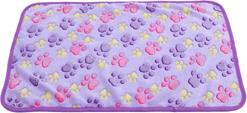 Pet Blanket Soft Fluffy Fleece Pet Mat Doggy Flannel Blanket Dog Cat Cute Paw Print Pet Blankets Purple Paw Small(23 * 16") by DOOVID