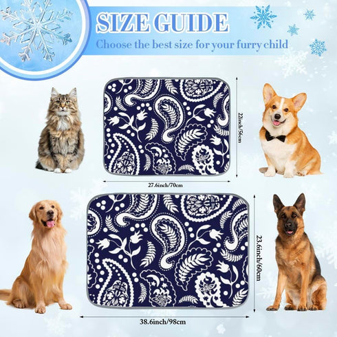 Generic 28" X22" Cooling Mats for Dogs Ice Silk Dog Outdoor Cooling Mat Paisley Flowers Motif Dog Bed for Crate