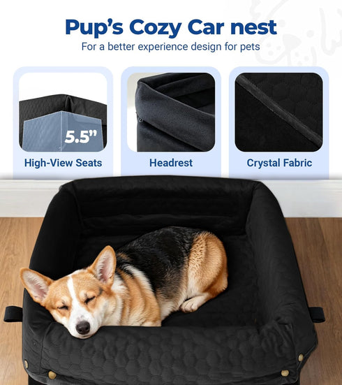 Wagora 35 lbs, Dog Car Seat for Small Medium Dogs, Travel Pet Car Bed with Removable Waterproof Cover, Memory Foam Dog
