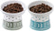 TAMAYKIM Tilted Ceramic Elevated Cat Bowls, Set of 2 Raised Food & Water Bowls for Cats and Puppies, Cyan & Grey