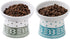 TAMAYKIM Tilted Ceramic Elevated Cat Bowls, Set of 2 Raised Food & Water Bowls for Cats and Puppies, Cyan & Grey