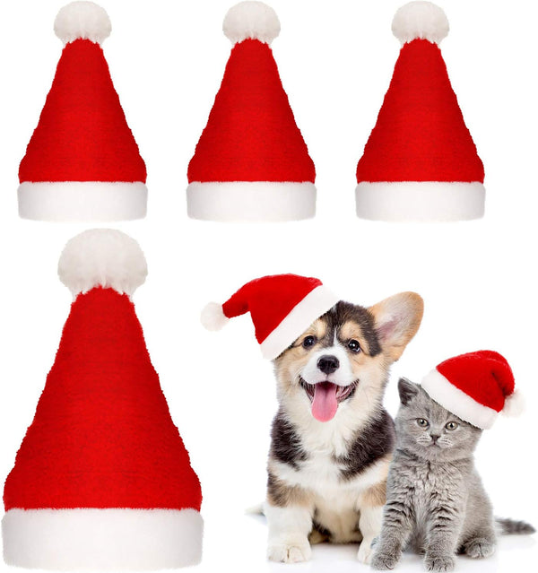 4 Pieces Dog Santa Hat Christmas Pet Hats - Costumes for Dogs and Cats Christmas Supplies