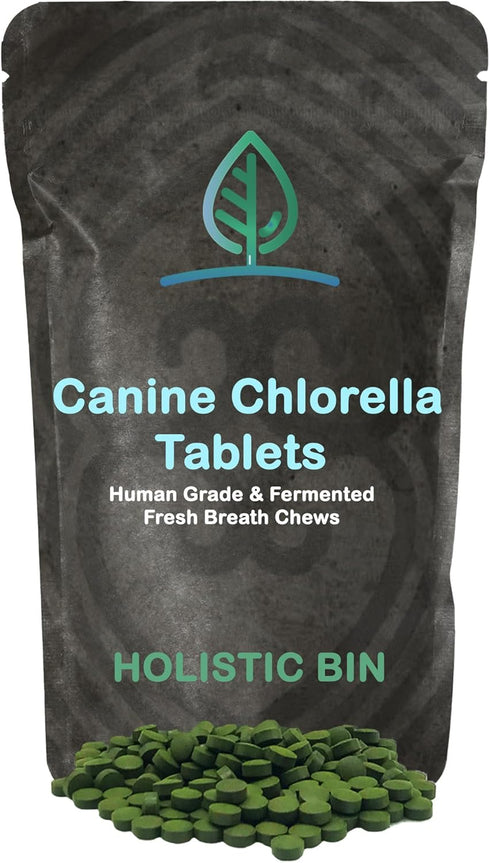 Canine Chlorella Tablets, Natural Dog Breath Freshener & Immune Booster Supplement, 100 Vegan Tablets