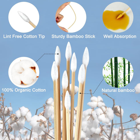 Gun Cleaning Swabs, Double Tips, 6 Inch Bamboo Sticks for Pistol, Rifle, Handgun Cleaning & Maintenance