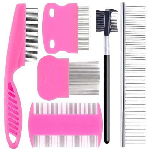 Creztail 6 Pack Pet Grooming Combs, Stainless Steel Dog and Cat Grooming Combs