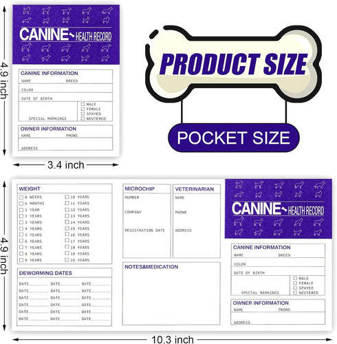 Eaasty 48 Pack Dog Vaccine Record Book, Foldable Puppy Vaccination Record Card for Canine Health