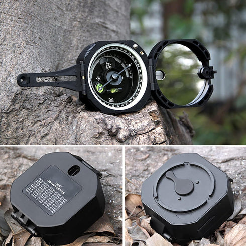 Multifunctional Compass for Hiking - Military Survival Gear Handheld Compass with Carrying Bag, Great Gift for Kids