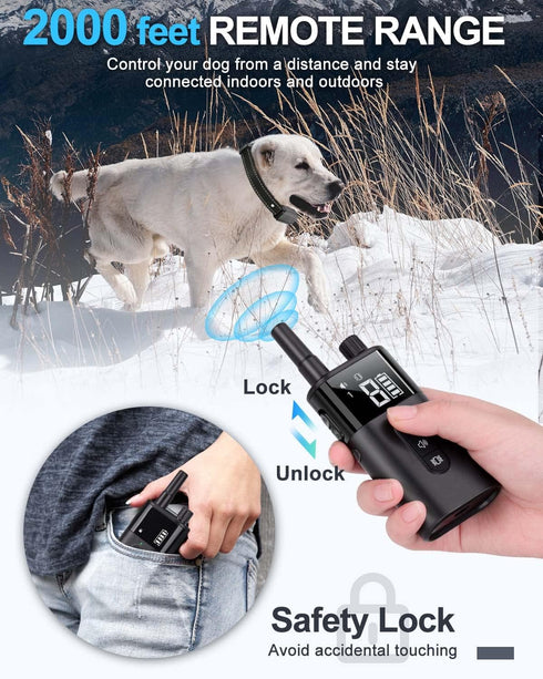 No Shock Dog Training Collar with Remote, 2000ft Range, Waterproof & Rechargeable Vibration Collar for 15-120 lbs