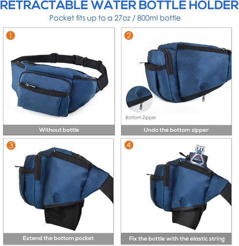 NOOLA Fanny Pack Waist Bag for Men Women, Lightweight Adjustable Belt Bag with Water Bottle Holder for Outdoor
