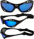 Hurricane Eyewear Category 4 Polarized Jet Ski Goggles - 2 Pairs Black Padded Frames with Smoke & Blue Mirror Lenses