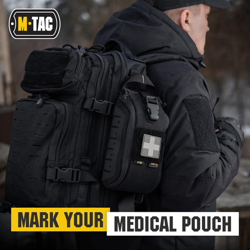 M-Tac Medical Cross PVC Patch - Morale Badge for Med Tactical Military Gear with Hook Fastener (Gray)