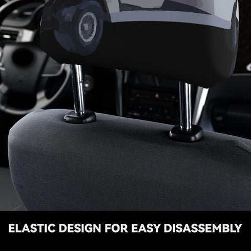 Loklneyk (2-Pack) Let's Roll Golf Cart Universal Stretchable Car Headrest Covers | Elastic Fit, Easy Install, Fabric