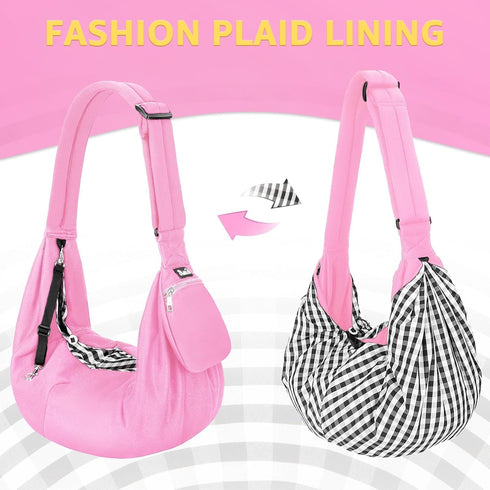 Lukovee Pet Sling, Hand Free Dog Sling Carrier Adjustable Padded Strap Tote Bag, Shoulder Bag with Safety Belt & Front