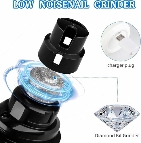 Tasunte Trimmer 5 Trimmer Silent Groom Pro, Nail with LED Light & Speeds, Nail Grinder for Dogs & Cats, Quiet Electric