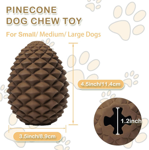 Pine Cone Dog Chew Toys for Medium Large Dogs: Nearly Indestructible Interactive Treat Dispensing Dog Toy, Long Lasting
