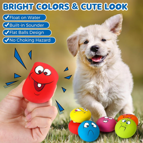 Jenaai 24 Pieces Funny Face Squeaky Dog Toys, Latex Soft Emoticon Balls for Small Medium Dogs
