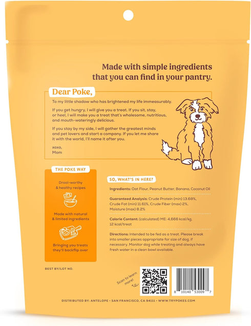 Poke's PB'Nana Pie Treats for Dogs, Limited Ingredient & Natural Dog Treats, Wheat-Free & Made in The USA, Peanut Butter & Banana Crunchy Biscuits, 8oz
