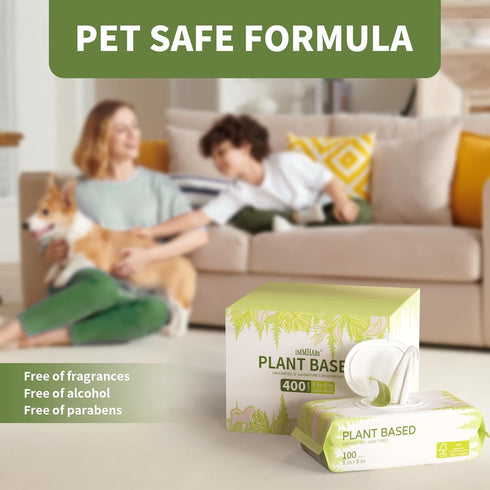 400 Unscented Dog Wipes for Paws and Butt - Plant Based Hypoallergenic Cleansing & Deodorizing Puppy Wipes