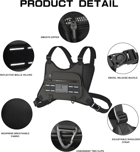 Sports Chest Bag for Men Women, Running Vest Bag with Built-in Phone Holder for Workouts, Ski, Cycling, Hiking,