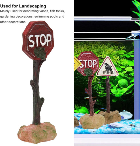 HEEPDD Fish Warning Sign, Resin Landscape Decoration for Small Medium Betta Fish, 6.1x2.3x1.6in