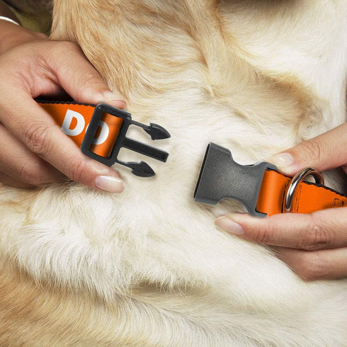 Dog Collar Plastic Clip Pet Quote Do Not Pet Orange White 15 to 26 Inches 1.0 Inch Wide