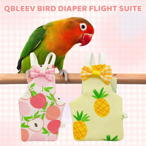 ZHLKHIOP 3 Pieces(Large) with Peach and Pineapple Patterns,Bird Diaper, Cotton Fabric, Waterproof Design, Easy