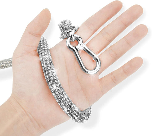 Elegance Full Diamond Dog Leash, 43 Inch with Comfortable Handle for Weddings and Daily Walks, Pet Collar Jewelry