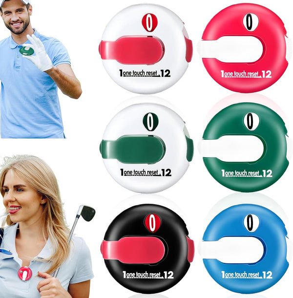 Frienda 6 Pieces Mini Golf Score Counter - Simple Attachment Scorekeeper Up to 12 Shots with One Touch Reset