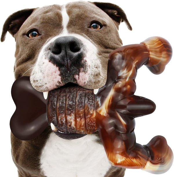 Dog Chew Toys for Aggressive Chewers, Tough Bacon Flavored Bone Toys for Medium/Large Breed Dogs