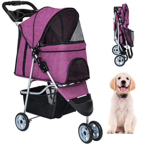 BestPet 3Wheels Pet Dog Stroller for Folding Lightweight Cat Travel Stroller with