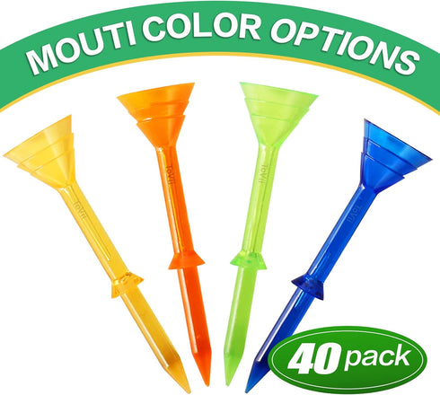 ToVii 3-1/4" Big Cup Plastic Golf Tees, 40 Pack, Excellent Durability and Stability Tees