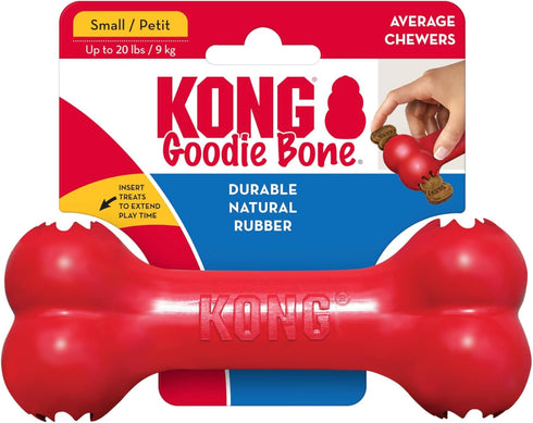 KONG Goodie Bone, Classic Durable Natural Rubber Dog Bone, Red, for Small Dogs