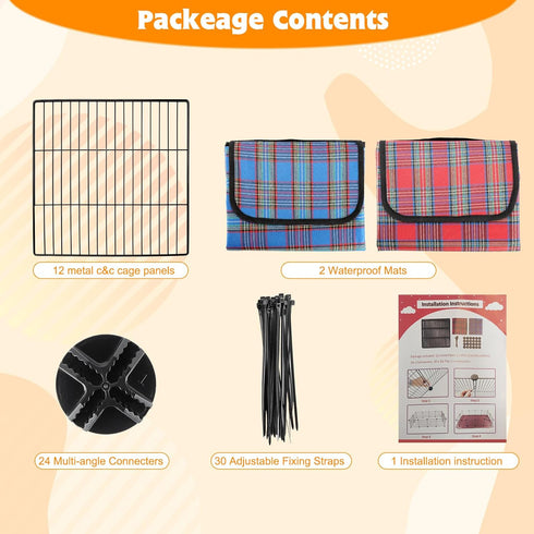 2 8Sq (12 FHTONGE Large Guinea Pig Cage Habitat with Pcs Waterproof Bedding, Ft Guinea Pig Playpen with Mat, Metal