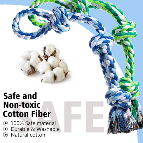 Dog Rope Toys 2 Pcs - Indestructible Chew Toys for Aggressive Chewers, Dental Cleaning Tug of War Toy
