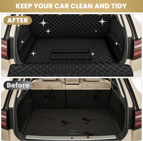Waterproof SUV Cargo Liner for Dogs - Pu Leather Pet Car Seat Cover Protector with Bumper Flap, Non-Slip Backseat Mat