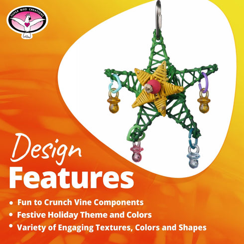 Super Bird Creations SB586 X-mas Star Bird Toy, Small Size