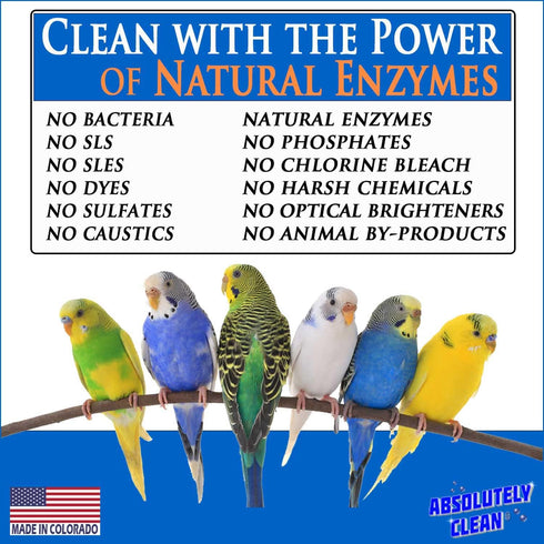 (16oz Pack 1) Absolutely Clean Amazing Bird Cage Cleaner and Deodorizer - Just Spray/Wipe - Safely & Easily Removes